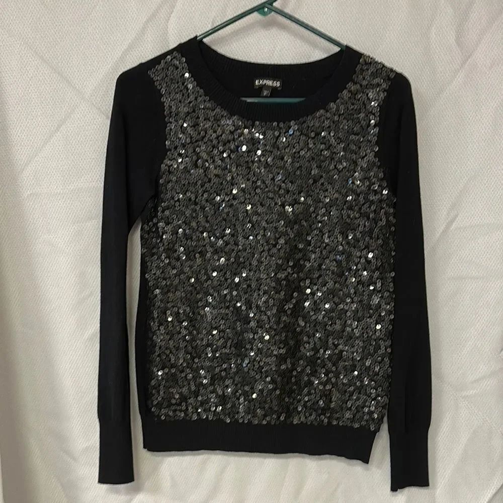 Express Black Sequin Sweater